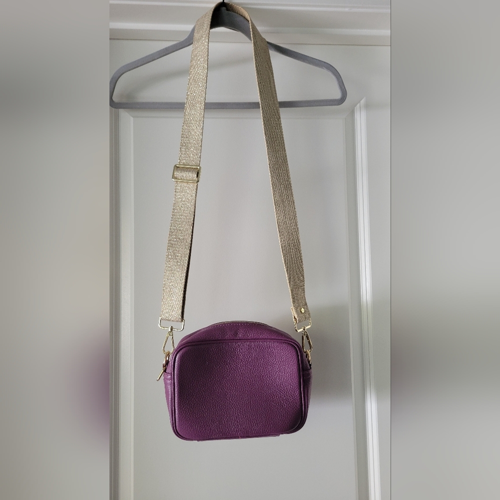 Like New-Elie Beaumont Grape Leather Crossbody Bag w/ 3 Strap Options + Tassel